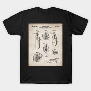 Scuba Tank Patent - Scuba Diver Deep Sea Diving Art - Antique T-Shirt